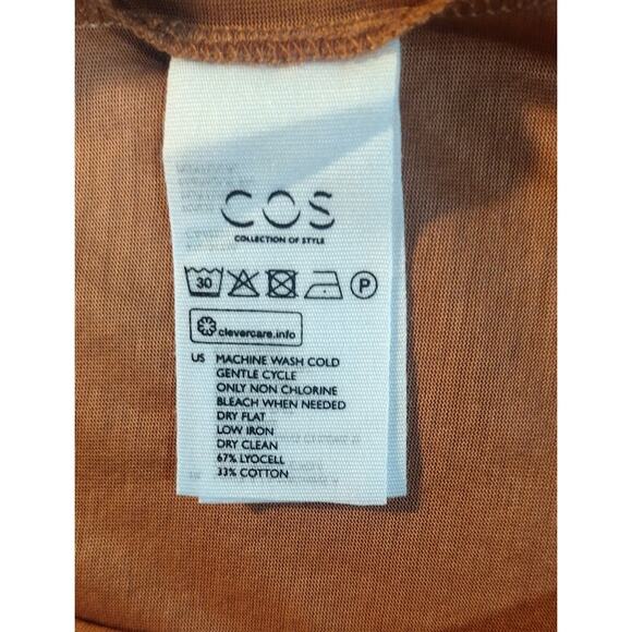 COS Short Sleeve Drape Front Top with Draped Neck, Copper, Sz XS - Picture 3 of 3